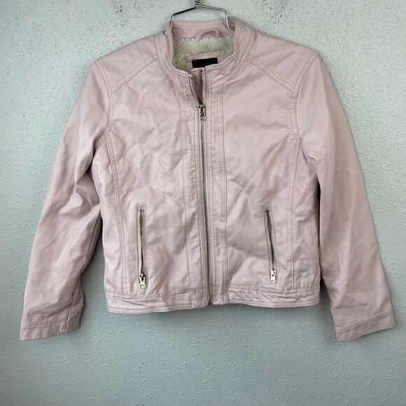 Me Jane Pink Faux Leather Jacket Size 14 EUC - Picture 1 of 5